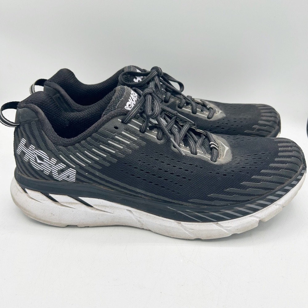 Hoka One One Clifton 5 Mens Running Shoes Black White 1093755 BWHT Size 10.5